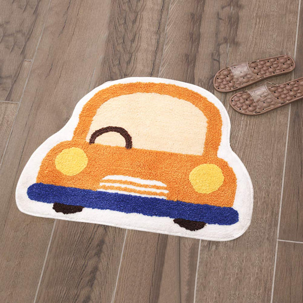 European Style Cartoon Car Rugs Kitchen Rugs Non Skid Area Rug Washable Entryway Mat Orange