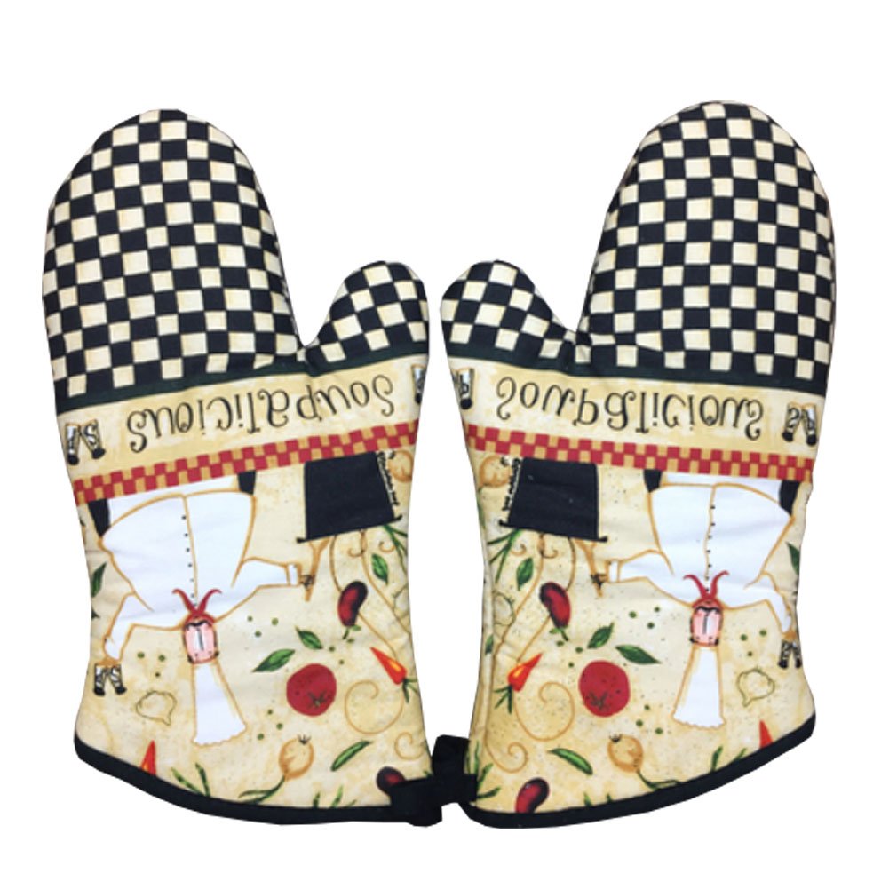 Lanburch Set of 2 Oven Mitts Heat Resistant Kitchen Gloves Oven Gloves Potholders Chefs