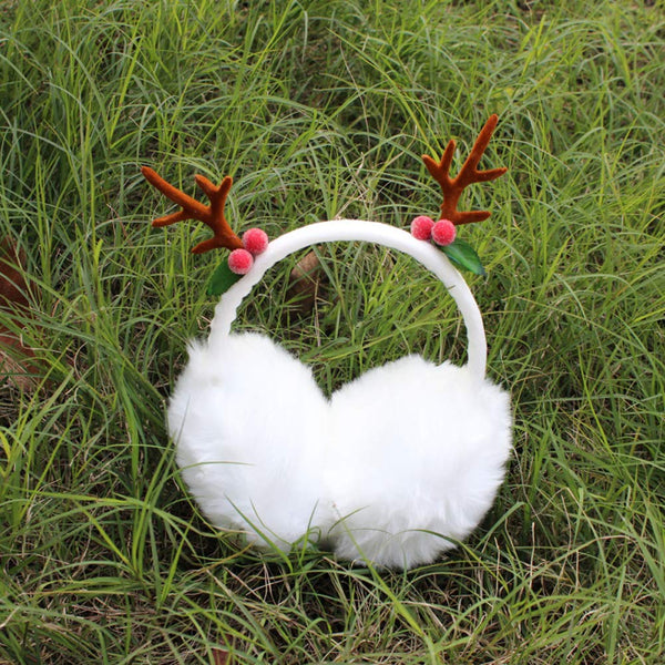Adjustable Winter Ear Warmer Lovely Faux Fur Ear Protector Creative Elk Headband for Christmas