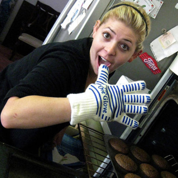 Set of 2 Oven Mitts Heat Resistant Kitchen Gloves Five Fingers Oven Gloves for Outdoor Barbecue
