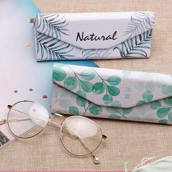 Collapsible Eyeglass Case Magnetic Closure Glasses Case Myopic Glasses Box Green Leaf-4