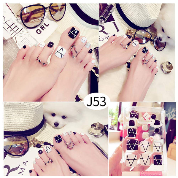24 Pcs Simple Style False Nails Short Artificial False Toe Nails Variety Toe Nails