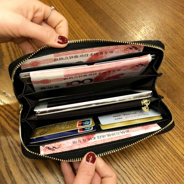 7.87x3.93 Inches Stylish Women Long Purse Colorful Leather Cowhide Wallet with Zippers