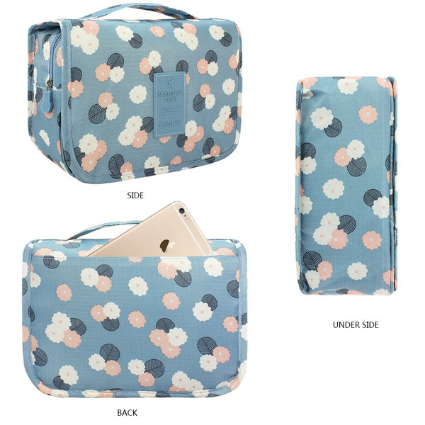 Multifunction Case Portable Travel Makeup Cosmetic Bag Cute Daisies Cosmetic Bag Organizer Blue