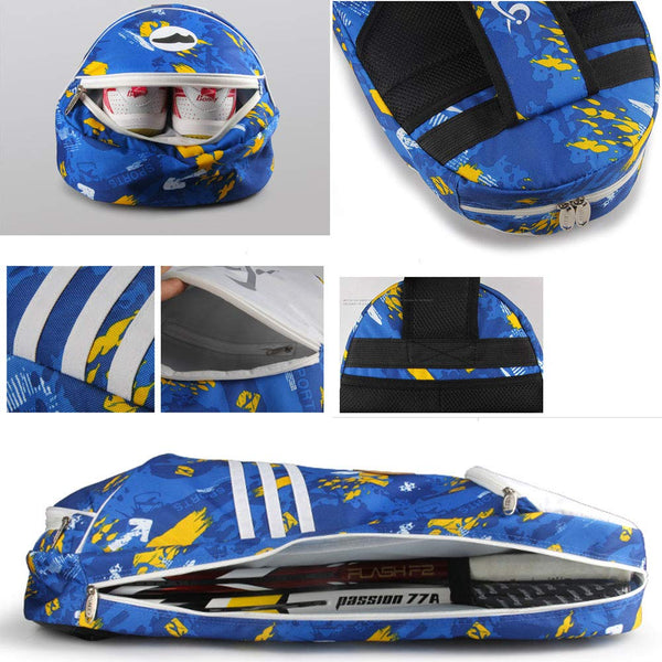 Waterproof Badminton Racket Bag,Tennis Racquet Bag,Single Shoulder Racket Bag, Camouflage Blue