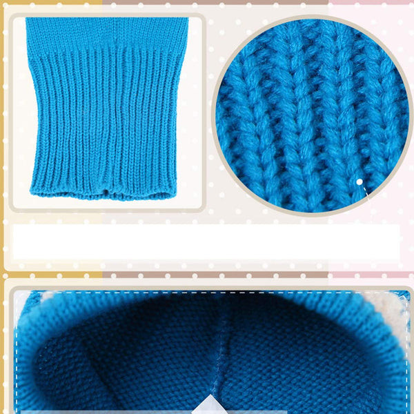 Lovely Baby Winter Warm Cap Knitted Rabbit Ears Hat Unique Woolen Baby Hat with Scarf Blue