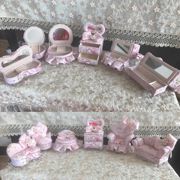 Creative Heart Shape Single Sofa Jewelry Box Floral Jewelry Organizer Bow Jewelry Box