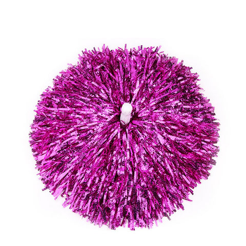 Lanburch (100g) 2 Pack Cheerleading Pom Poms Sports Dance Cheer PET Plastic Pom Poms with Plastic Baton Handle for Sports Team(Rose red)