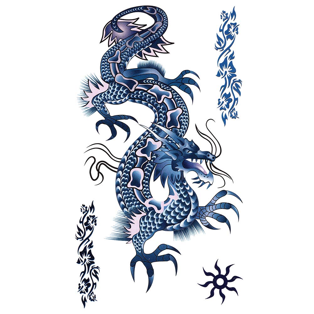 Dragon Tattoo Sticker Set of 5 Waterproof Temporary Fake Tattoos Body Emulation Tattoo