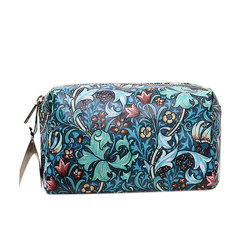 Floral Coin Purse Makeup Bags Portable Travel Organizer Toiletries Bag Pen Pouch Hand Bag Blue