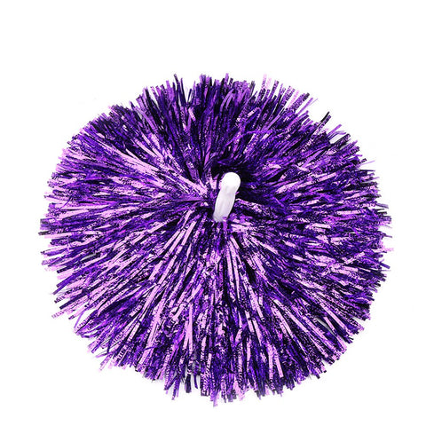 Lanburch (100g) 2 Packs Cheerleading Pom Poms with Baton Handle PET Plastic Pom Pom for Sports Team Spirit Cheering(Purple)