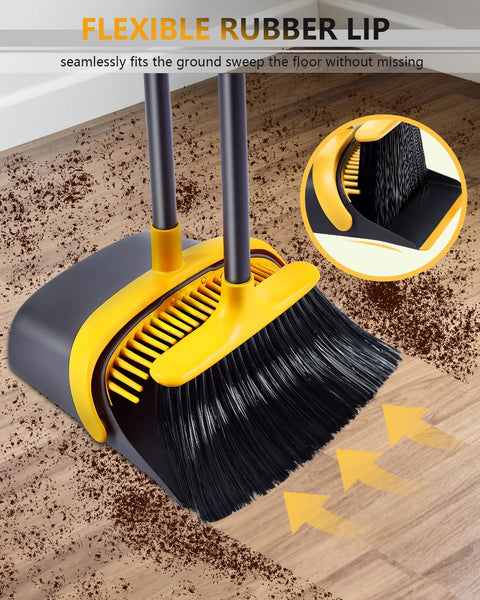 Broom and Dustpan Set, Broom with Dustpan Combo Set, 52" Long Handle Broom and Dustpan Set for Home Kitchen Room Office Lobby Indoor Floor Cleaning, Dust pan and Broom Set